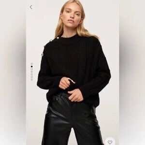 MANGO Buttoned Knit Braided Sweater XS